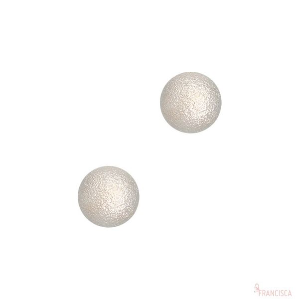 

Brinco de bolinha grande craquelada folheado em ródio branco