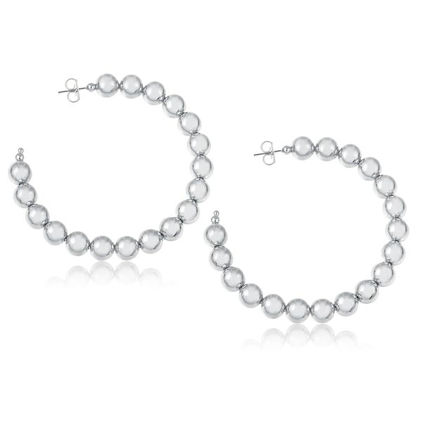 

Brinco argola maxi de bolinhas folheado em ródio branco