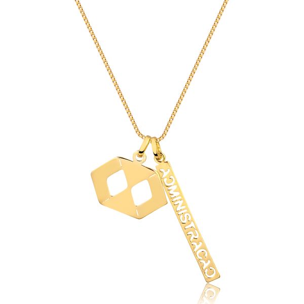 

Colar profissão administração com pingente duplo folheado em ouro 18k