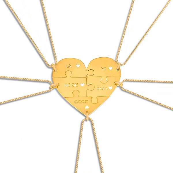 

Conjunto de colar personalizado quebra-cabeça em formato de coração folheado (Escolher o banho)