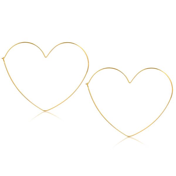 

Brinco argola grande e fina de coração folheado em ouro 18k