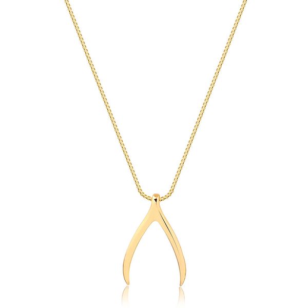 

Colar osso da sorte wishbone folheado em ouro 18k