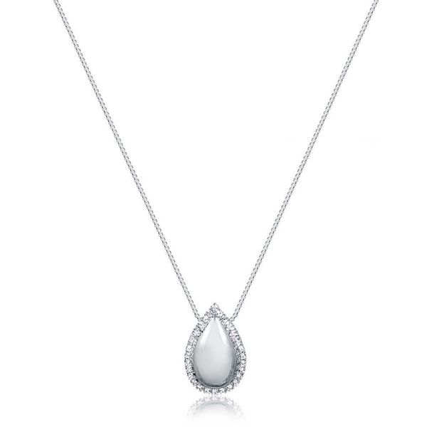 

Colar gravatinha com gota fosca contornada de zircônias folheado em ródio branco