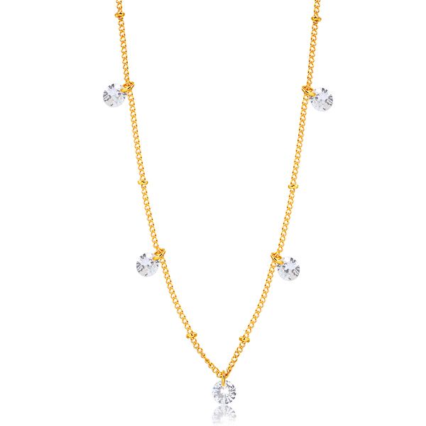 

Colar longo com pontos de luz folheado em ouro 18k