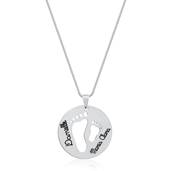 

Colar personalizado amor de mãe com pés e nome folheado (escolha o banho)