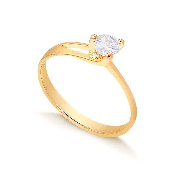 

Anel solitário de zircônia entrelaçado folheado em ouro 18k 12