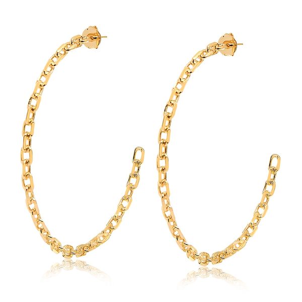 

Maxi argola com design de corrente folheado em ouro 18k