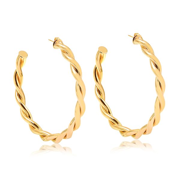 

Brinco de argola trançada folheado em ouro 18k