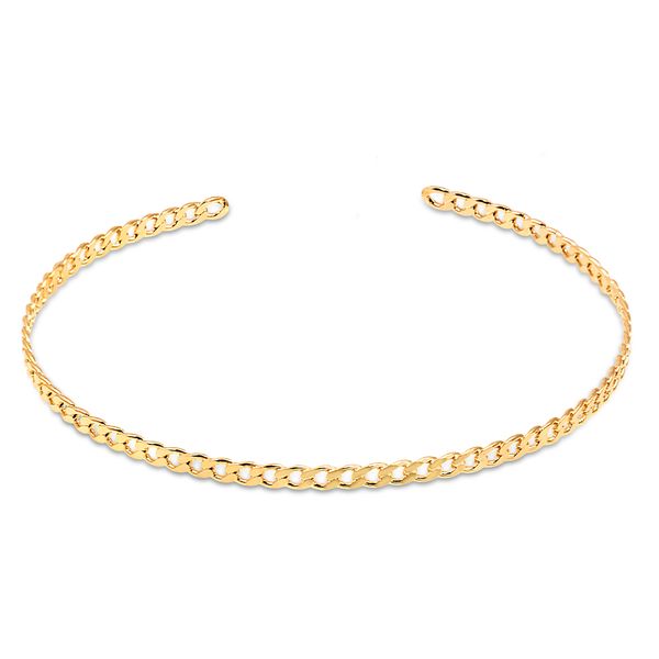 

Coleira choker regulável com design de corrente groumet folheado em ouro 18k