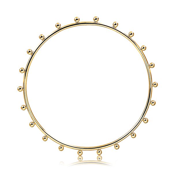 

Bracelete com aro liso e bolinhas folheado em ouro 18k