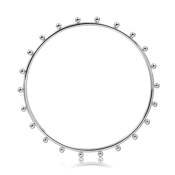 

Bracelete com aro liso e bolinhas folheado em ródio branco