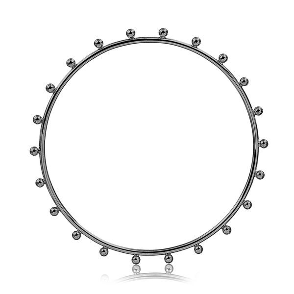 

Bracelete com aro liso e bolinhas folheado em ródio negro