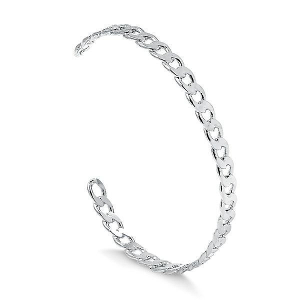 

Bracelete regulável com design de corrente groumet folheado em ródio branco