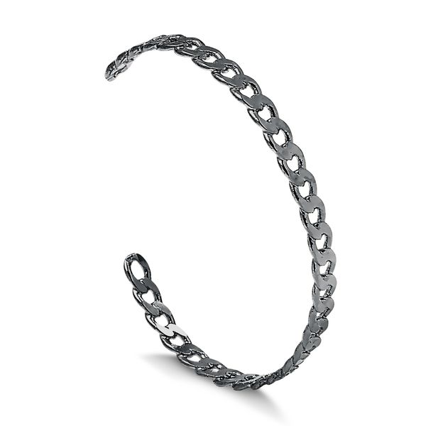 

Bracelete regulável com design de corrente groumet folheado em ródio negro