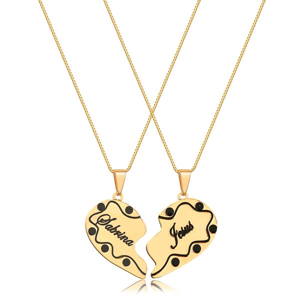 

Colar personalizado amor eterno com duas metades de coração (escolha o banho)