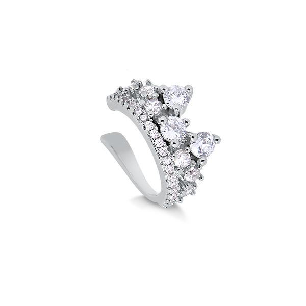 

Piercing de pressão com design de coroa repleto de zircônias folheado em ródio branco