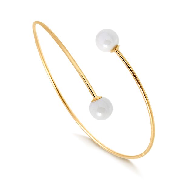 

Bracelete regulável com duas pérolas de água doce folheado em ouro 18k