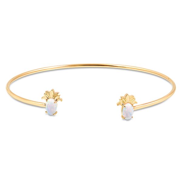 

Bracelete regulável com pedra natural opala em formato de abacaxi folheado em ouro 18k