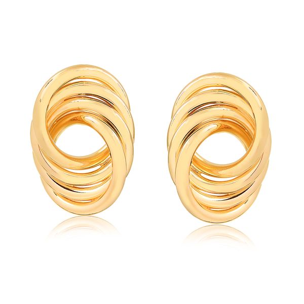 

Brinco com elos entrelaçados folheado em ouro 18k
