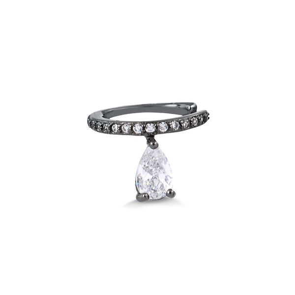 

Piercing de pressão para orelha com gota cristal folheado em ródio negro