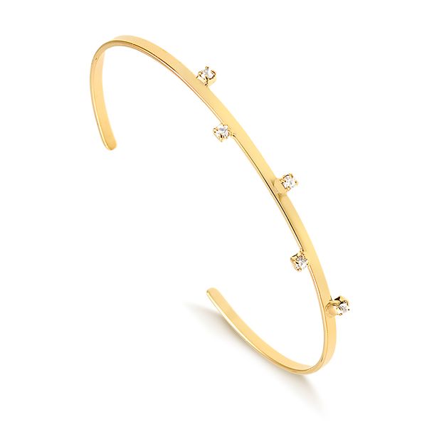 

Bracelete regulável liso com pontos de luz folheado em ouro 18k