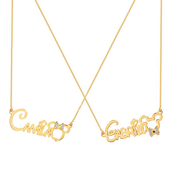 

Colar personalizado Orlando com pingente e detalhes em ródio branco folheado (escolha o banho)