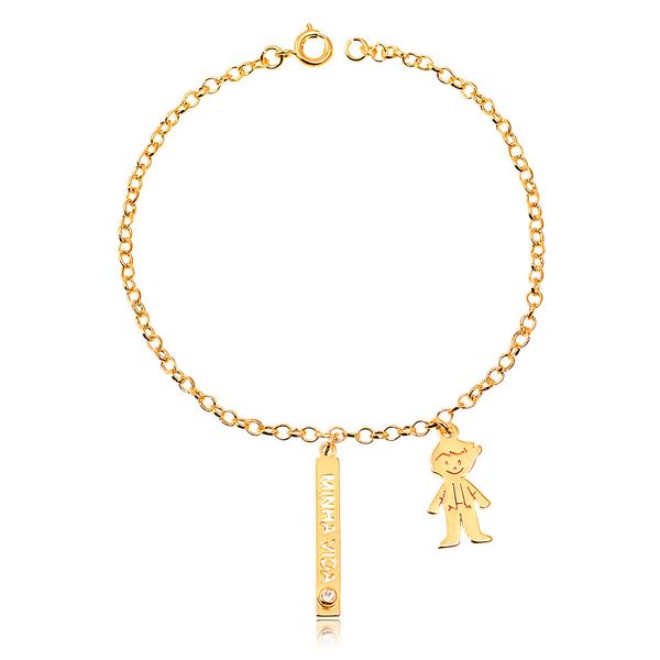 

Pulseira filho amado com um pingente folheado em ouro 18k Menina