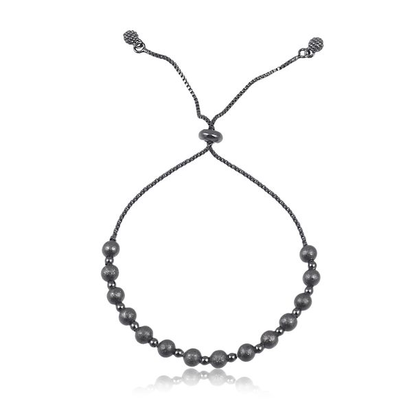 

Pulseira regulável com bolinhas lisas e craqueladas folheado em ródio negro
