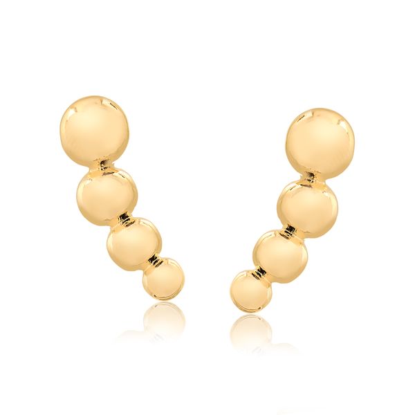 

Brinco ear cuff com bolinhas lisas folheado em ouro 18k