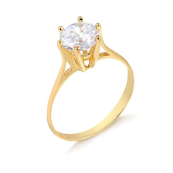 

Anel solitário com zircônia folheado em ouro 18k 12