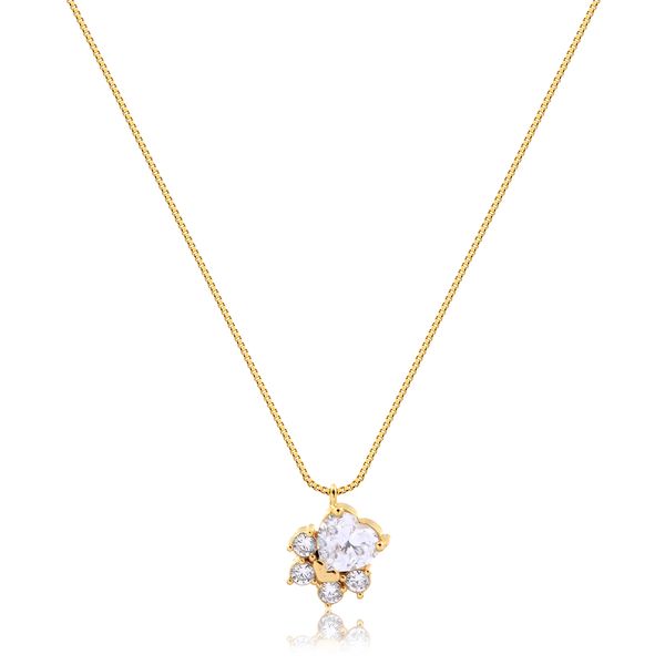 

Colar com patinha de cachorro em zircônia folheado em ouro 18k