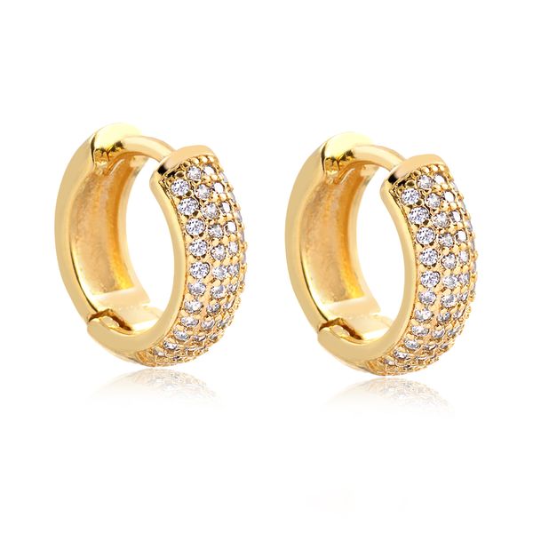 

Brinco de argolinha com quatro fileiras de zircônias folheado em ouro 18k