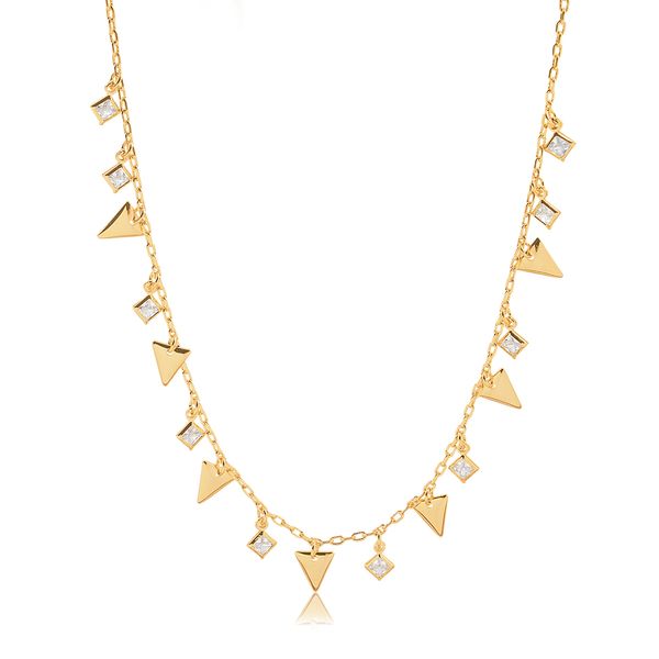 

Coleira choker com formas geométricas lisas e em zircônia folheada em ouro 18k