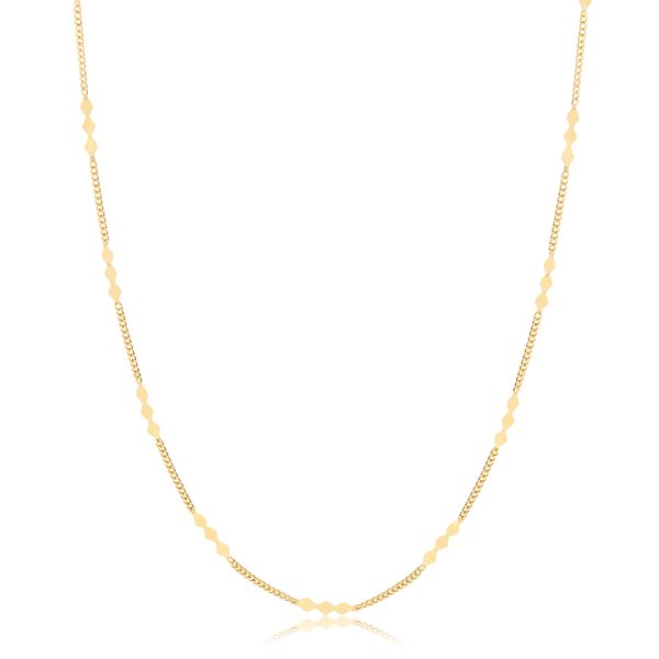 

Coleira choker com trio de losangos folheado em ouro 18k