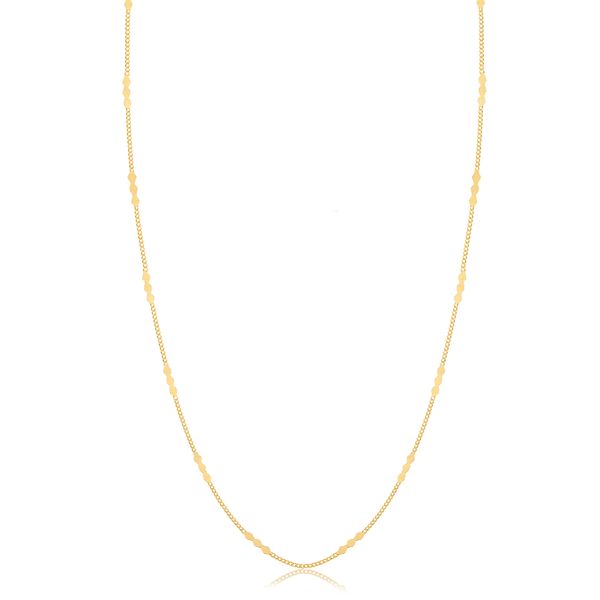 

Colar longo com trio de losangos folheado em ouro 18k