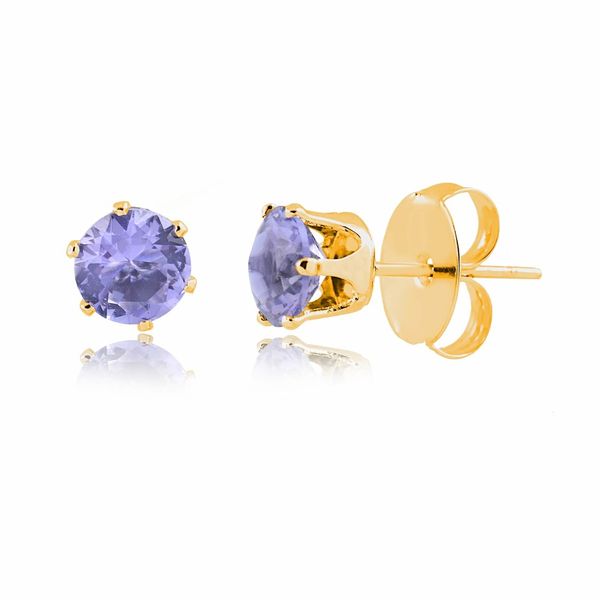 

Brinco pequeno com zircônia lilás folheado em ouro 18k