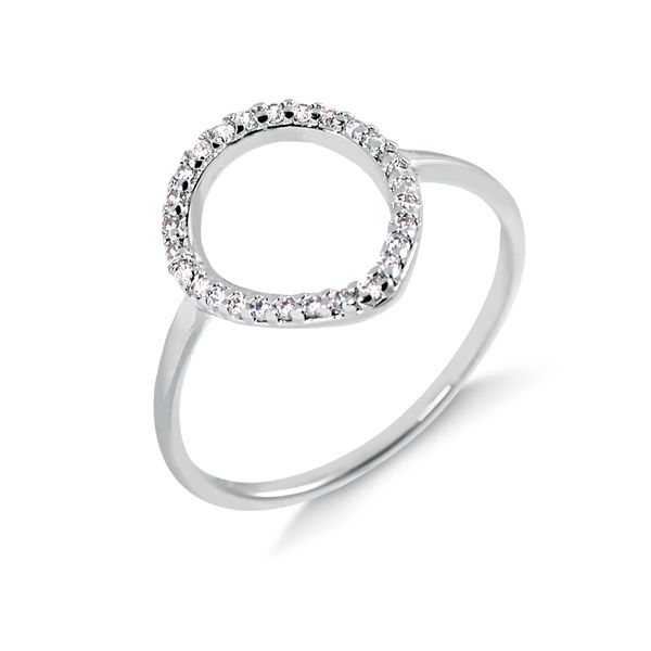 

Anel minimalista de gota cravejado de zircônias folheado em ródio branco 14