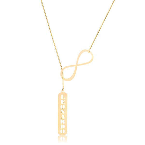 

Colar gravatinha personalizado com infinito e nome folheado (escolha o banho)
