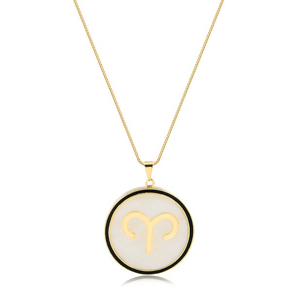 

Colar de signo em madrepérola folheado em ouro 18k