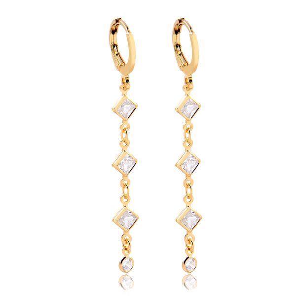 

Brinco de argola fechada com pontos de zircônia folheado em ouro 18k