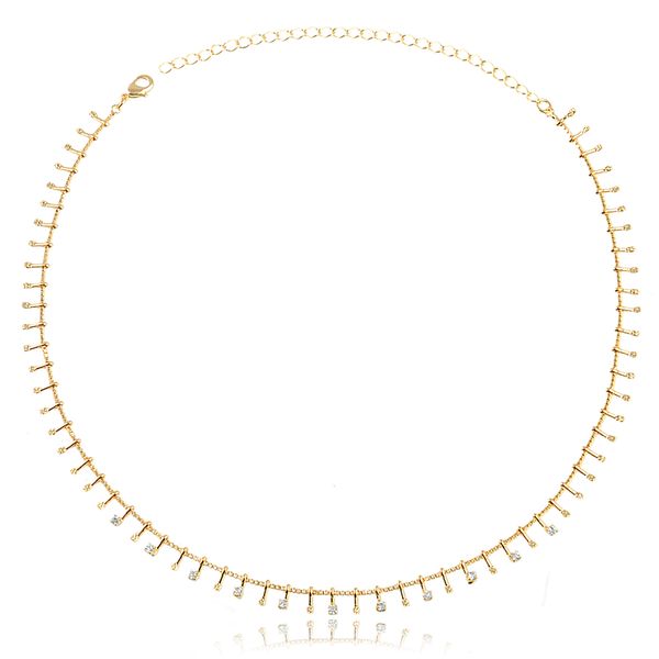 

Coleira choker com mini pontos de luz folheada em ouro 18k