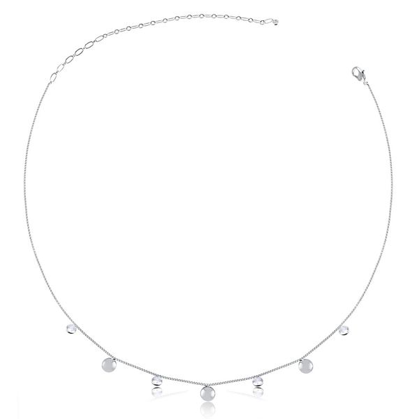 

Coleira choker com pontos de luz e bolinhas lisas folheada em ródio branco