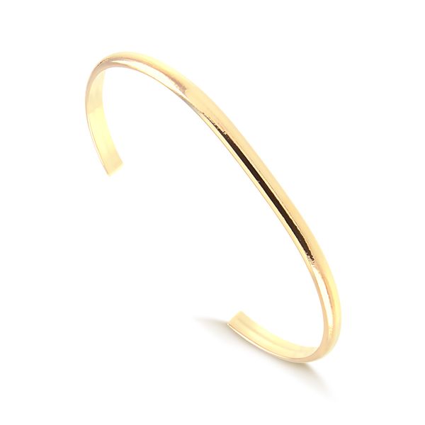 Bracelete com design de tubo liso folheado em ouro 18k
