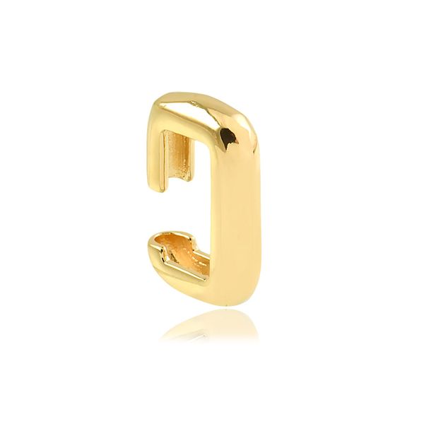 Piercing ear hook pequeno com design retangular folheado em ouro 18k