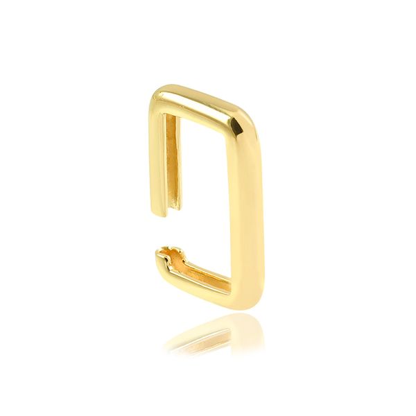 Piercing ear hook grande com design retangular folheado em ouro 18k