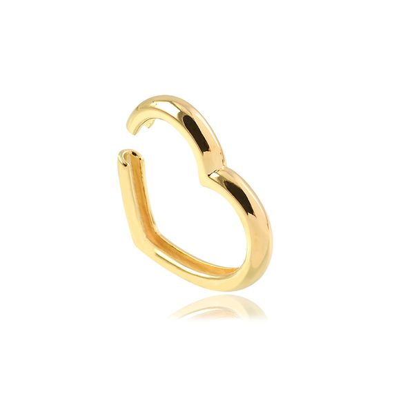 Piercing ear hook grande com design de coração folheado em ouro 18k