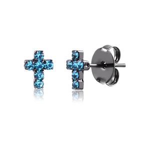 Brinco-pequeno-com-formato-de-cruz-e-cristais-azuis-folheado-em-rodio-negro-francisca-joias